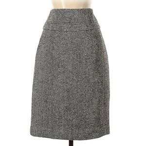 Club Monaco Skirt Womens 2 Black Gray Wool Blend Tweed Pencil Straight Career